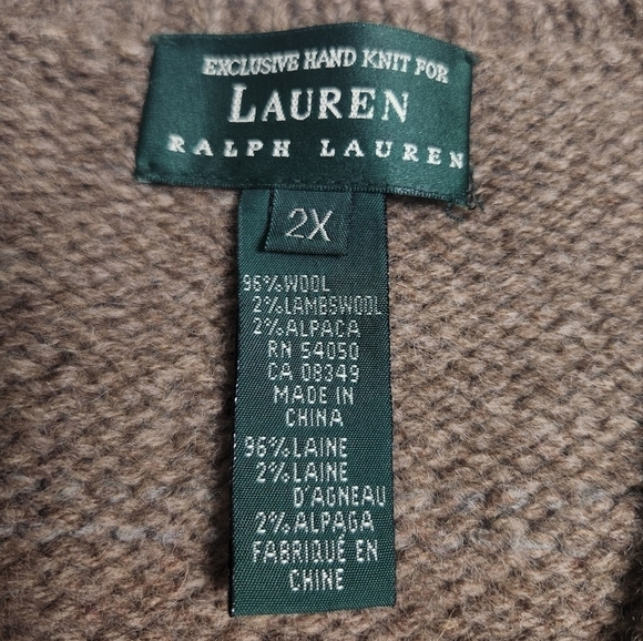 Vintage Lauren Ralph Lauren Knit Alpaca Wool Aztec Vest - Picture 9 of 13